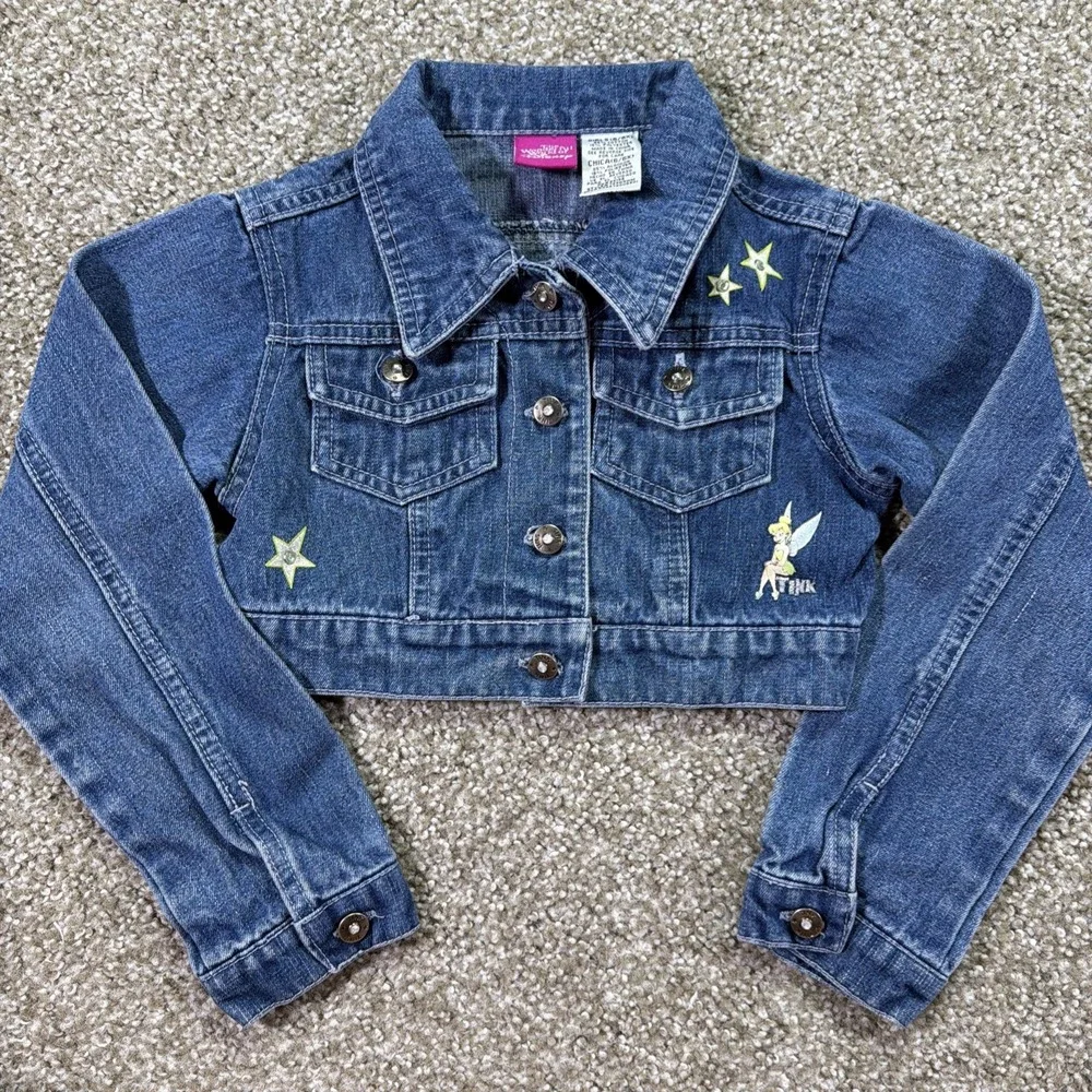 Vintage Disney Tinkerbell Jean Jacket Size 6 Rare Cropped Type 2 Style